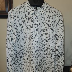 Men long sleeve button up size xl grays/white colors.